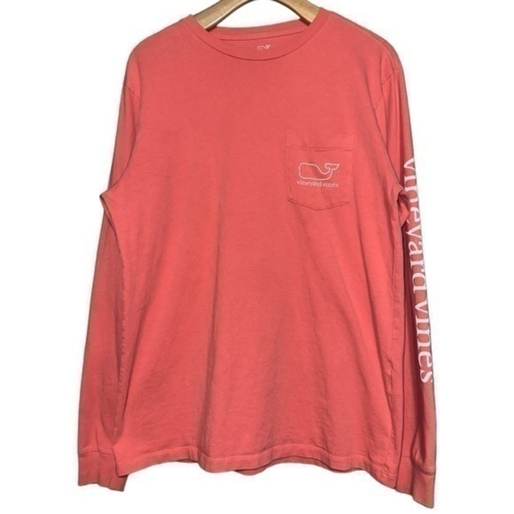 Vineyard Vines Mens S Brick Red White Whale Graphic Long Sleeve Pullover T-Shirt